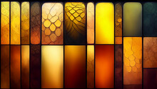 Yellow Glowing Stained Glass Pattern Background.