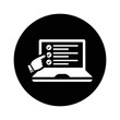 © Jewel - Online, exam, questionnaire, survey icon. Black vector sketch.