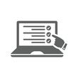 © Jewel - Online, exam, questionnaire, survey icon. Gray vector sketch.