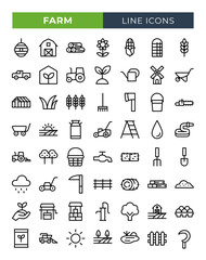 Wall Mural - Farm and agriculture icons set. Vector line icons.