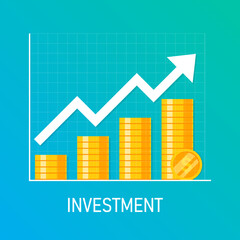 Wall Mural - business investment growth arrows to success. return on investment ROI. Increased money rate income. vector illustration in flat style modern design.