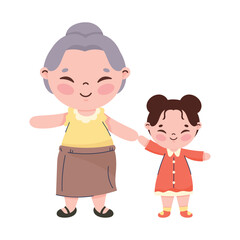 Sticker - korean grandmother and granddaughter