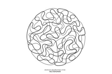 Wall Mural - abstract doodle line in circle shape black line isolated on white like brain. vector illustration in