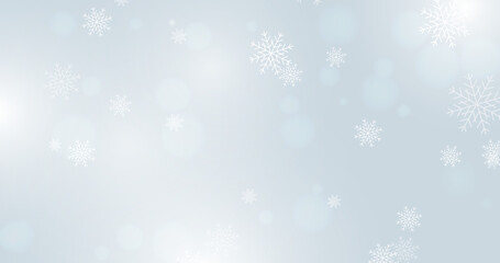 Poster - Falling snowflakes on soft blue background. Christmas and New year