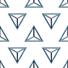 Tetrahedron. Digital Illustration. Pencil And Watercolor Effect. Art Print For Wrapping Paper, Digital Screens. High Quality Image For Printing. Endless Repeatable Pattern. 600 Dpi