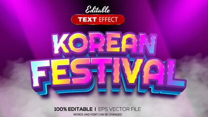 Wall Mural - 3D korean text effect - Editable text effect