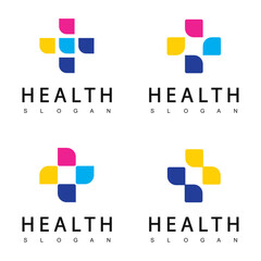 Wall Mural - Health Care Logo Template, Fun And Friendly Concept Using Colorful Cross Symbol