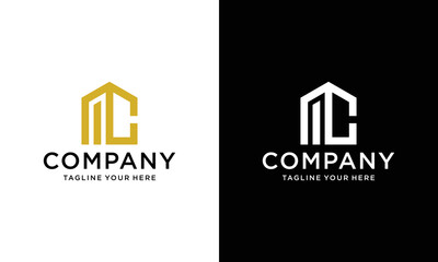 Logo design of C in vector for construction, home, real estate, building, property. Minimal awesome trendy professional logo design template on a black and white background.