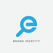 letter e logo design vector. search icon design.