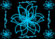 The Illustrations And Clipart. Vector Image. Abstract Image. Blue Lightning Flower Frame.