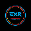 EXR letter logo design. E X R Alphabet design on black background in circle .Creative design logo for company logo  or t-shirt .