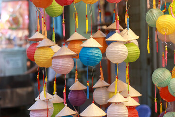 Wall Mural - Lanterns decorate the mid-autumn festival in Ho Chi Minh Lantern Street Luong Nhu Hoc