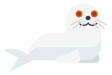 Sticker - White fur seal icon. Funny cute pinniped