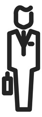 Sticker - Standing man line icon. Businessman with briefcase symbol