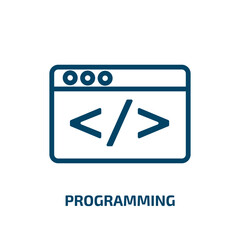 programming icon from cryptocurrency collection. Thin linear programming, computer, technology outline icon isolated on white background. Line vector programming sign, symbol for web and mobile