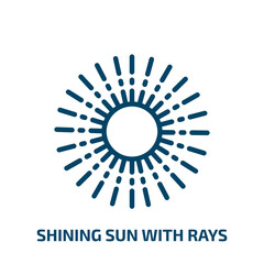 shining sun with rays icon from nature collection. Thin linear shining sun with rays, sun, shine outline icon isolated on white background. Line vector shining sun with rays sign, symbol for web and