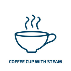 coffee cup with steam icon from food collection. Thin linear coffee cup with steam, cappuccino, hot outline icon isolated on white background. Line vector coffee cup with steam sign, symbol for web