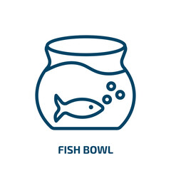 fish bowl icon from furniture & household collection. Thin linear fish bowl, bowl, fish outline icon isolated on white background. Line vector fish bowl sign, symbol for web and mobile
