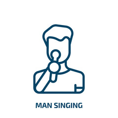 Wall Mural - man singing icon from people collection. Thin linear man singing, concert, music outline icon isolated on white background. Line vector man singing sign, symbol for web and mobile