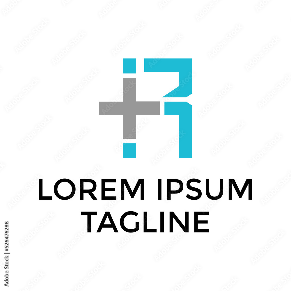 RH pharmacy logo design Letter R and H logo formed  medical cross symbol