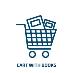 Wall Mural - cart with books icon from education collection. thin linear cart with books, book, cart outline icon