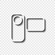 © Leo Kavalli - Small video camera simple icon vector. Flat design. White with shadow on transparent grid.ai