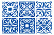 © Anastasia Albrecht - Mediterranean seamless navy blue ornaments, vector tile pattern, isolated elements