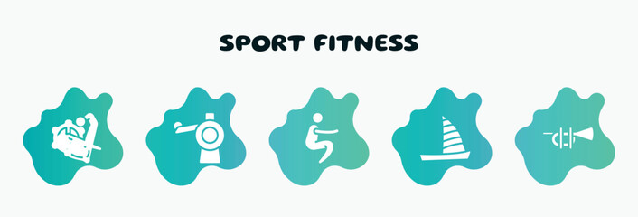 Wall Mural - sport fitness filled icons set. flat icons such as pitching hine, squat, catamaran, ets, muscular icon collection. can be used web and mobile.