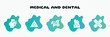 medical and dental filled icons set. flat icons such as warning triangular, flower therapy, decay, band aid forming a cross mark, fetus icon collection. can be used web and mobile.