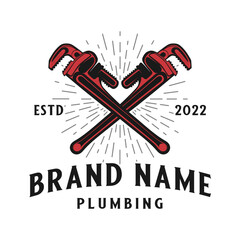 pipe service vector design logo. adjustable wrench concept, for home repair and maintenance.