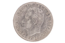 Obverse Or Face Of The Spanish Coin Of 5 Pesetas Of The Year 1984