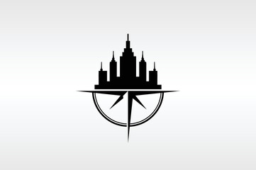 Wall Mural - compass city building logo