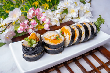 Wall Mural - Delicious Korean food simple meal kimbap