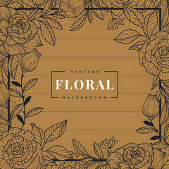 Poster - vintage rustic floral background template