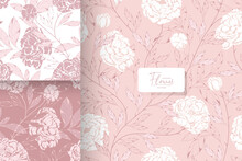 Hand Drawn Shabby Chic Pink Floral Pattern