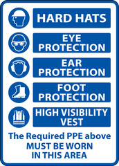 Wall Mural - The Required PPE Must Be Worn Sign On White Background