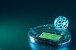 © Rachakrit - football 3d object in the abstract background, arena concept design, copy space, 3d illustration, glow neon light text frame, 3d rendering element, soccer game sport, sports equipment, realistic ball