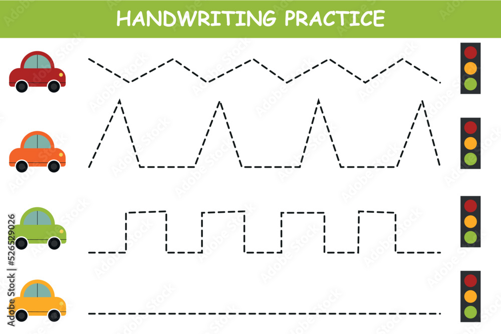 Vector de Stock Handwriting practice sheet. Educational children game ...