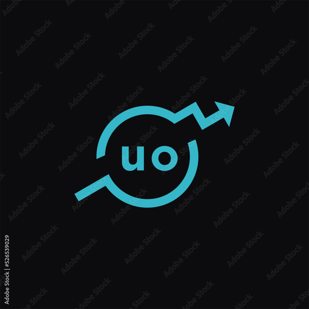 Initial letter UO growing outline, triangle and particle style designs ...