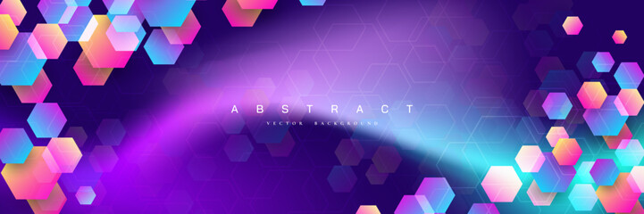 Wall Mural - abstract vector background with gradient color and hexagonal shape.