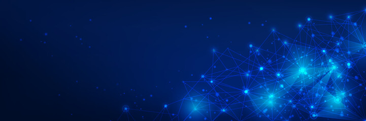 Wall Mural - abstract technology vector background with blue color and abstract connected lines.