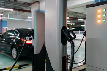 electric car charging in the station