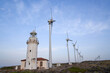 lighthouse wind turbines by the Aegean Sea Canakkale, Bozcaada in Turkey