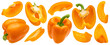 Orange bell pepper isolated on white background
