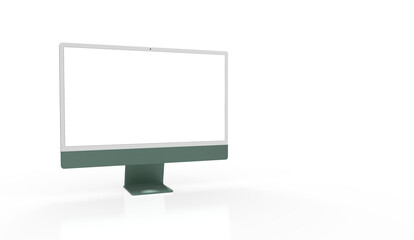 Trendy realistic thin frame monitor mock up with blank white screen