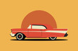 Retro red car in the style of the late 50s