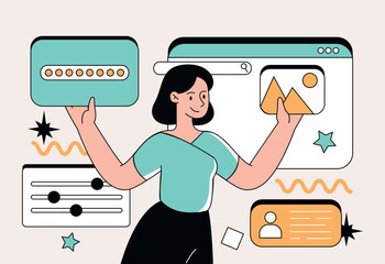Wall Mural - graphic designer working