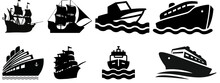 Boats And Ship Icon Collection.flat Style Vector Illustration Set. 