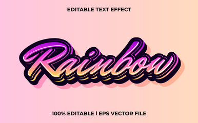 Poster - rainbow 3d text effect with gravity theme. stylish text lettering typography font style