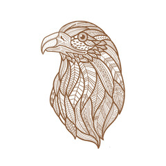 Wall Mural - hand drawing Ethnic patterned eagle head